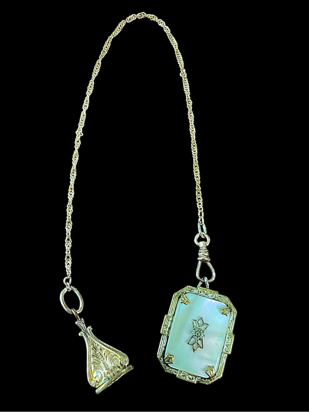 Vintage Victorian Fob Art Deco Pendant Chain